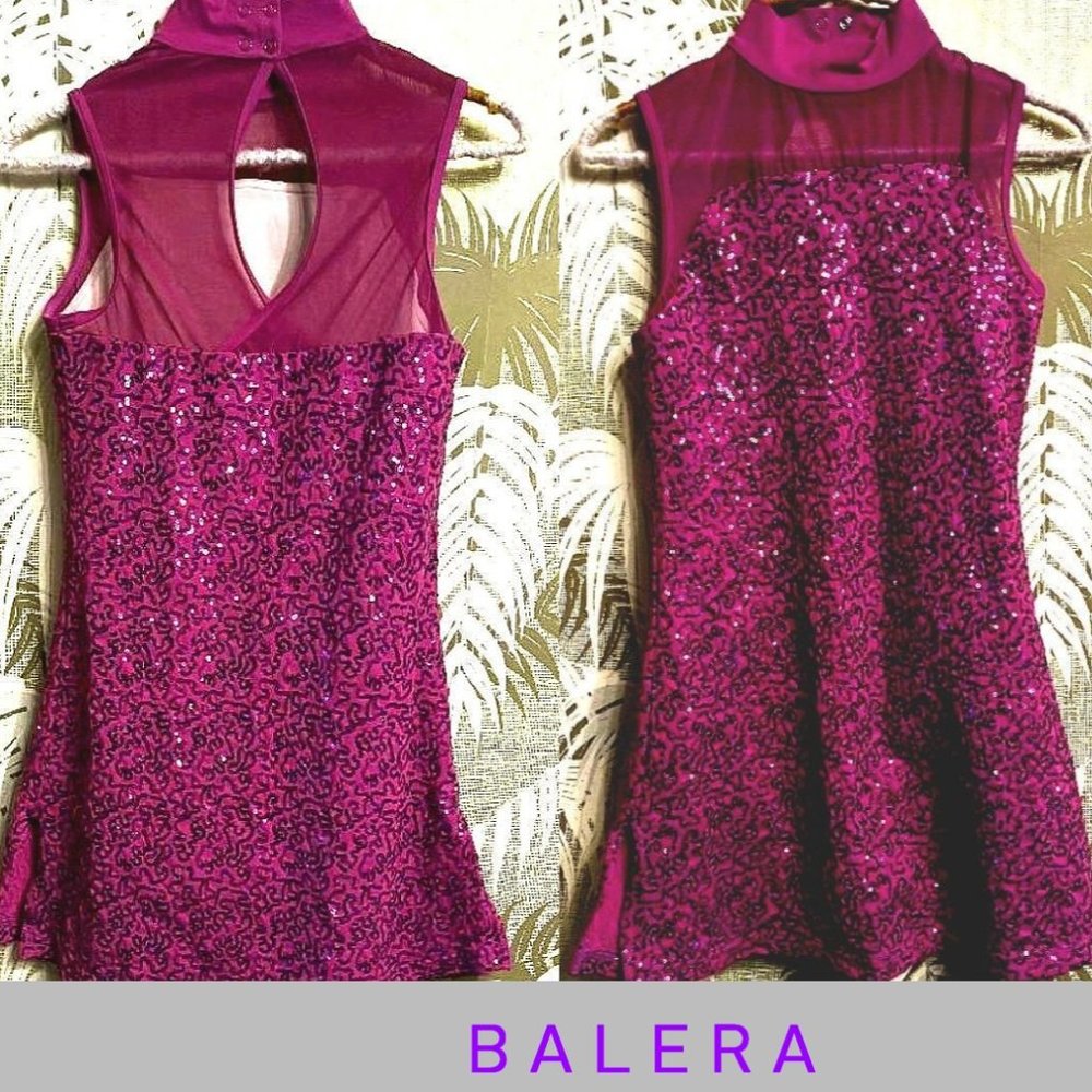 Balera® Raspberry Purple Sequins Figure Skating Dress Child Large